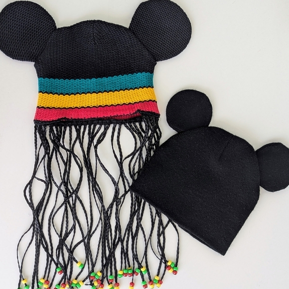 Disney Park Mickey Mouse Ears Hat BUNDLE Jamaica Reggae Rasta Dread Locks Beanie - Picture 13 of 13